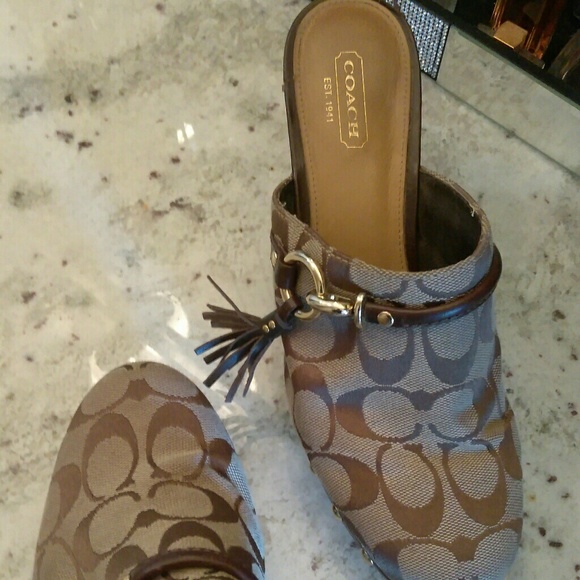 Authentic Coach Monogram Canvas/Leather Clogs - Picture 3 of 8